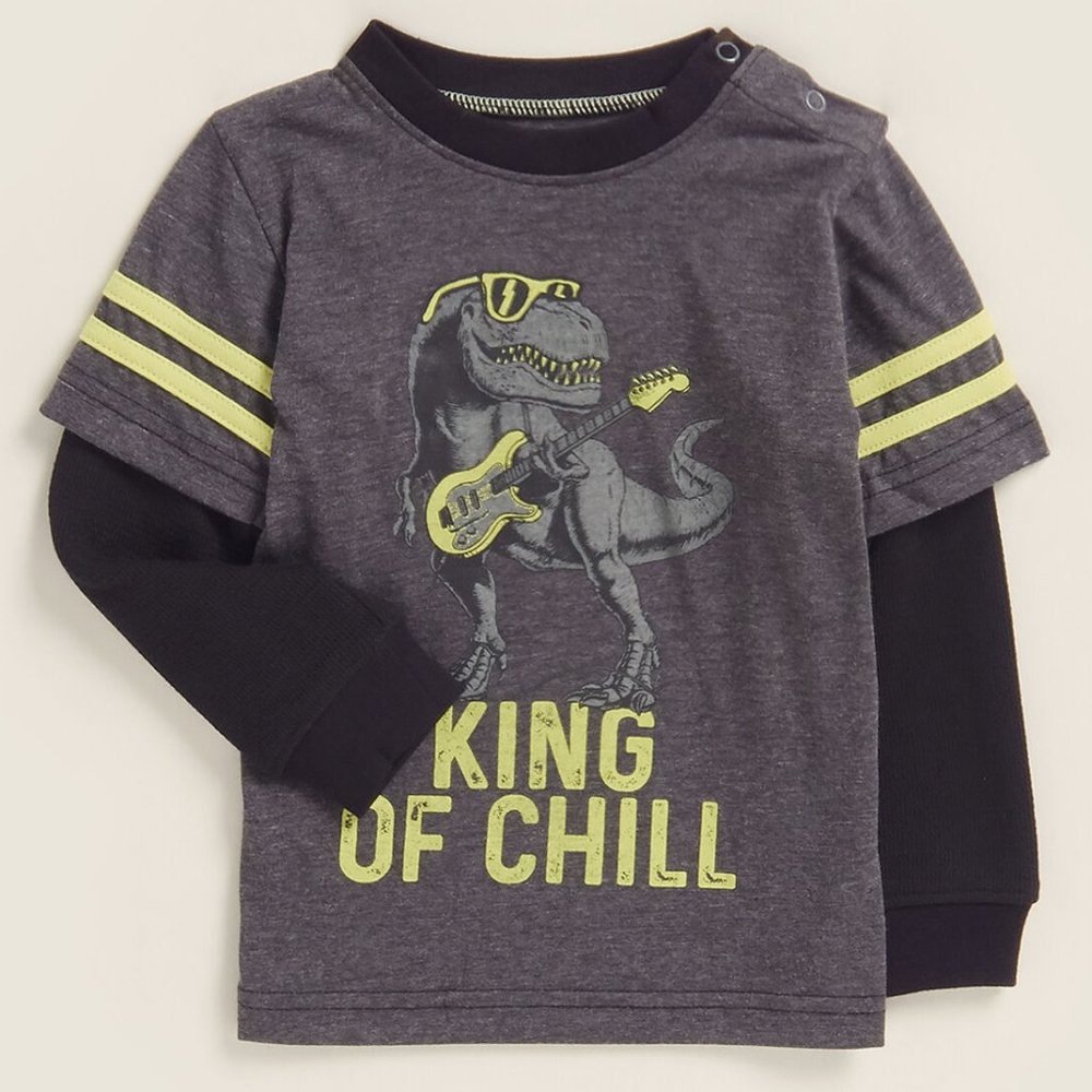 Baby 12M King of Chill Dinosaur Long Sleeve Tee